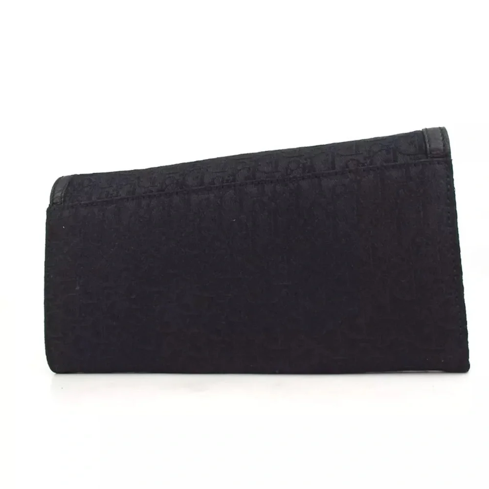 AUTH Christian Dior Monogram Trotter Long Wallet Black